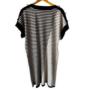 Ming Wang Striped Short Sleeve Dress